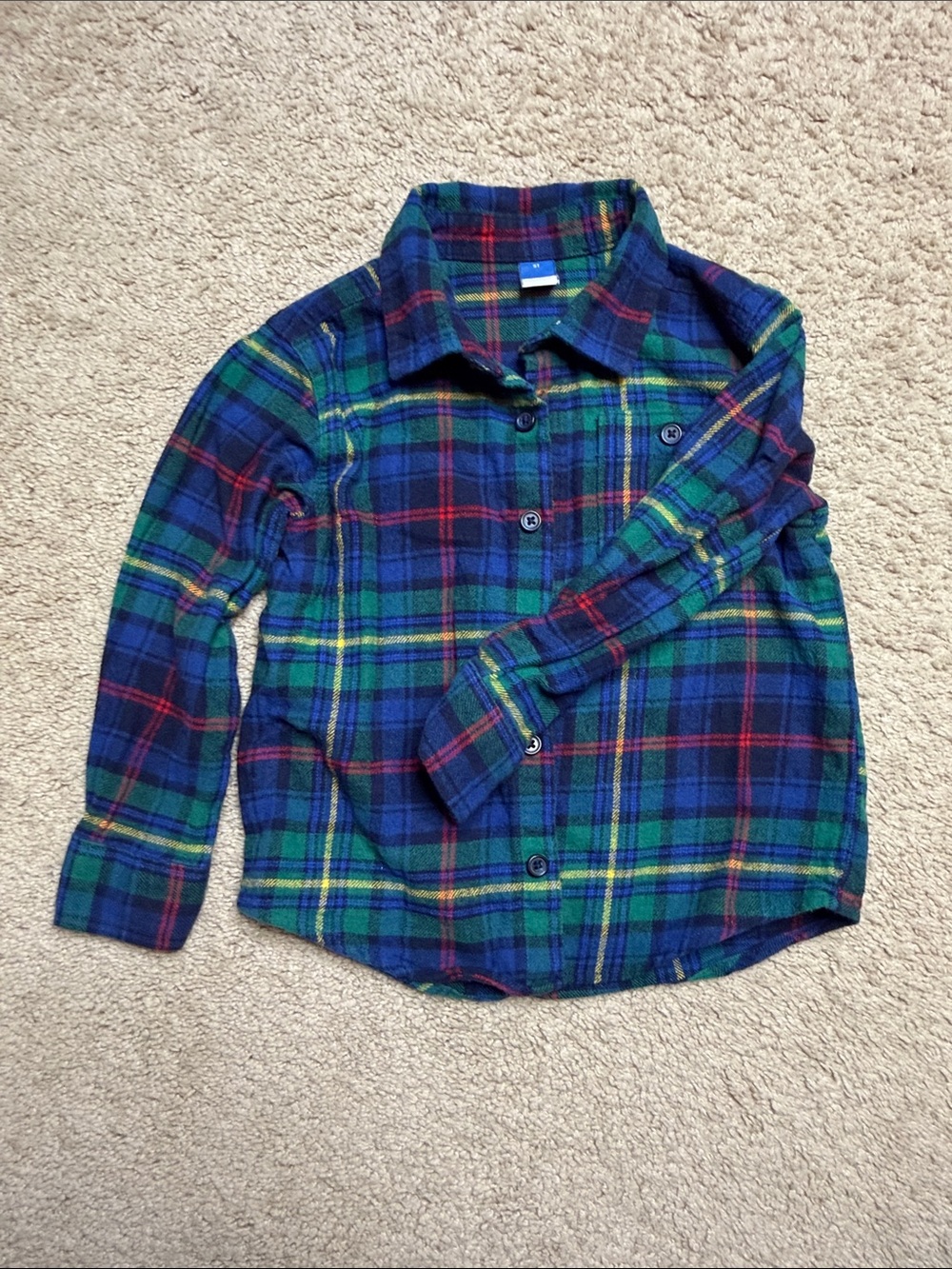 Old Navy Kids Plaid Button-Down Shirt in Blue, Green & Red